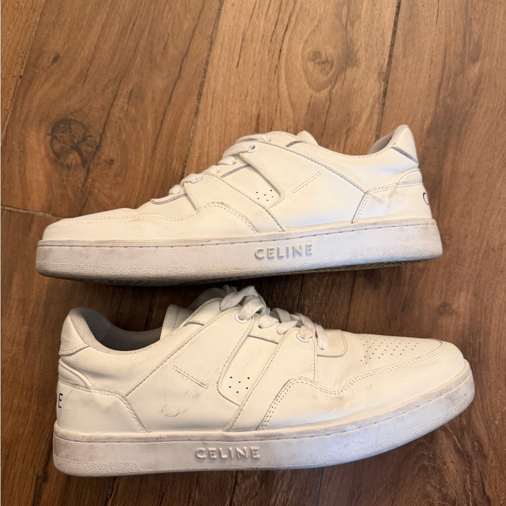 Celine Off-White Leather Low-Top Sneakers Size US 9